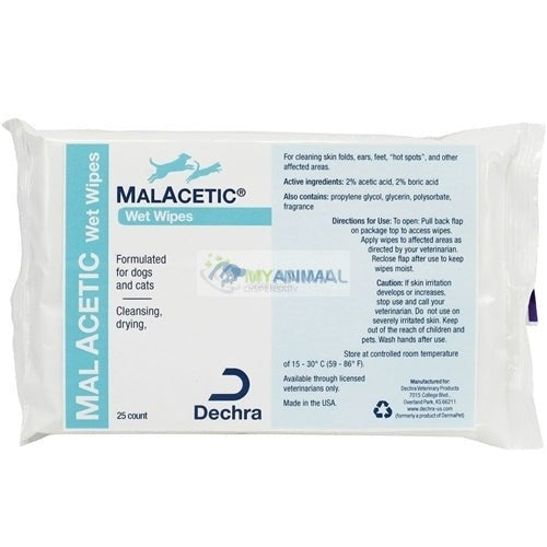 Dechra MalAcetic Wet Wipes for Dogs & Cats (25s)