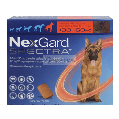 Nexgard Spectra Fleas Ticks Mites Heartworm Prevention for Extra Large Dog (30-60Kg)