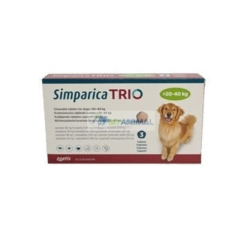 Simparica Trio Flea Tick Heartworm Prevention for Dogs (20.1 to 40Kg)
