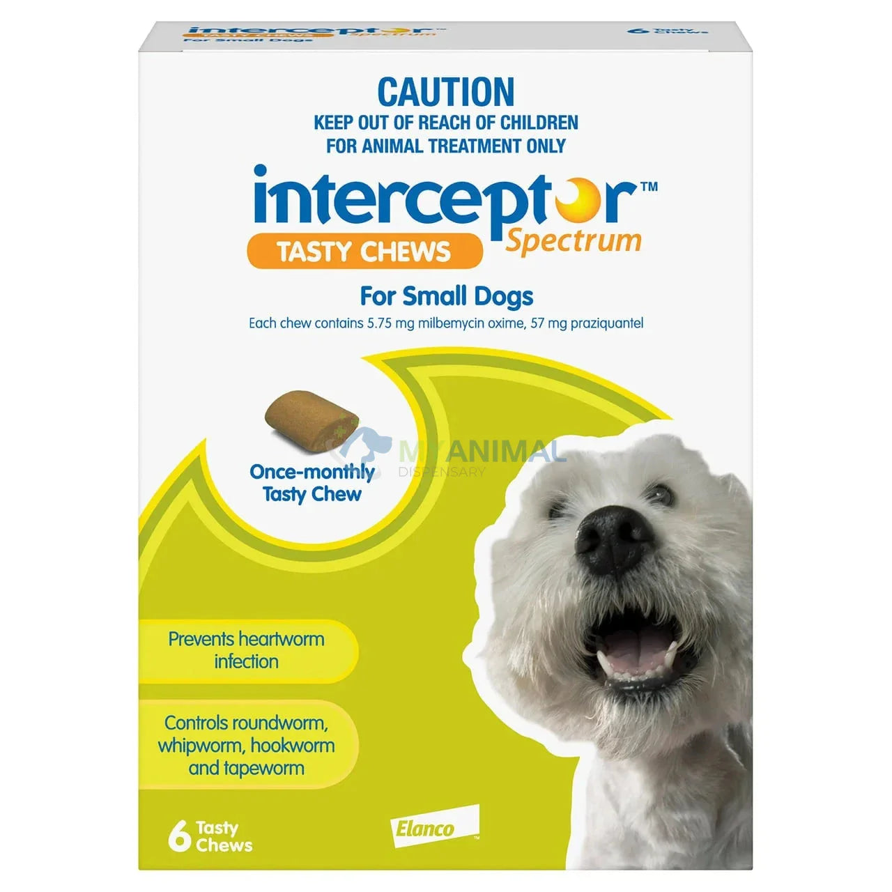 Elanco Interceptor® Flavoured Chewable Preventative Tablet for Dogs (4-11kg) and Cats (0kg-3kg)