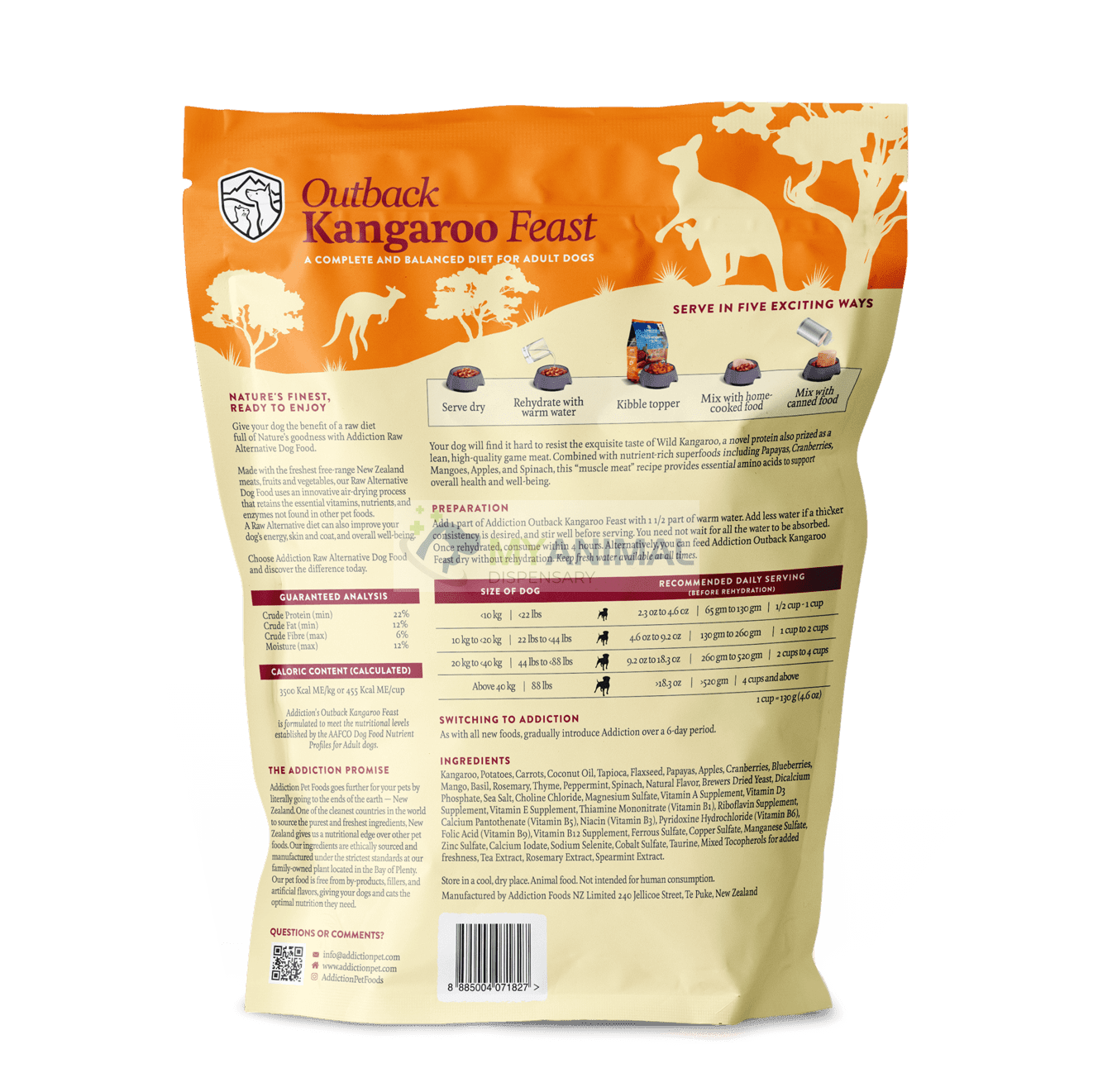 Addiction Outback Kangaroo Feast Grain Free Raw Dehydrated Dog Food (2lbs)